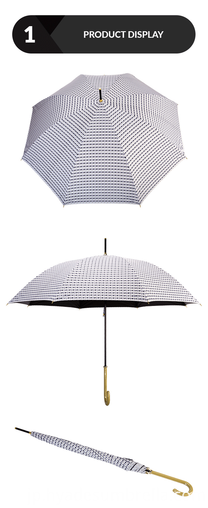 自動オープンストレート傘ブラックコーティング Auto Open Straight Umbrella Black Coating